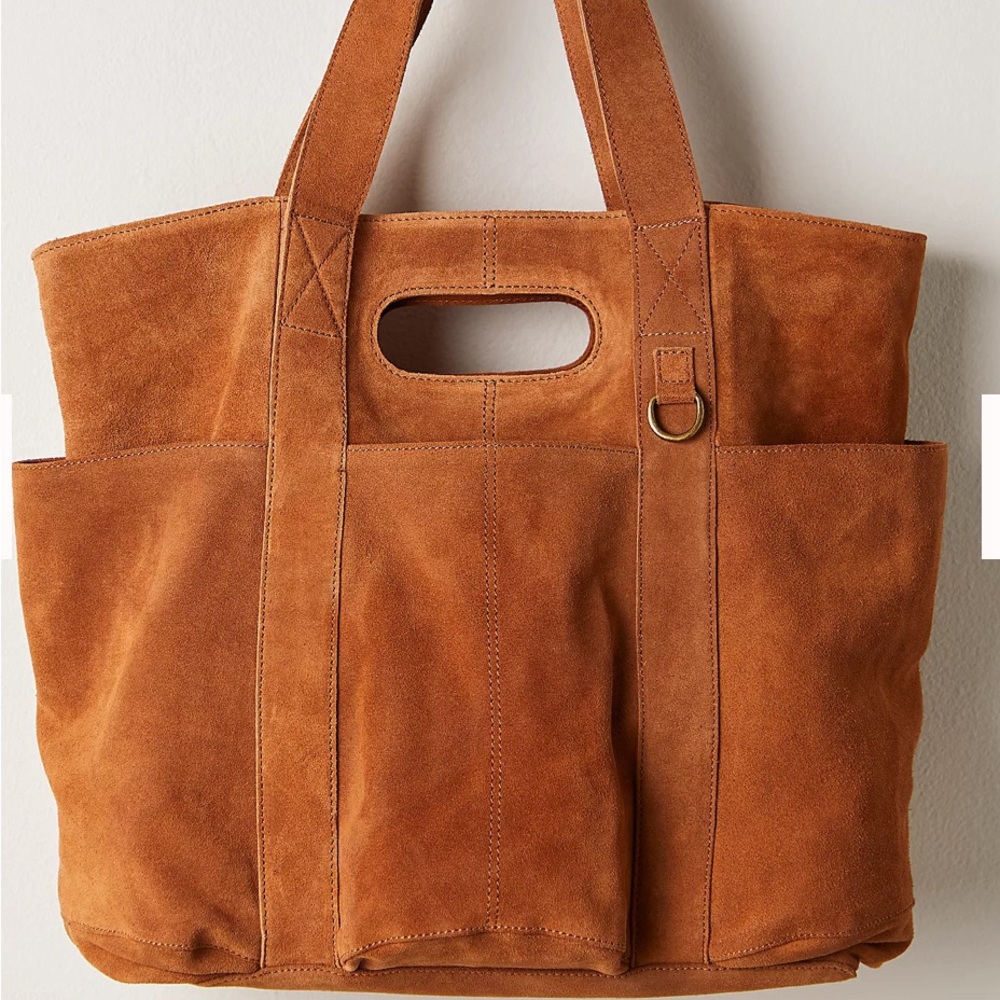 Gorgeous, Free People Suede Caravan Tote bag in Cognac❤️ NWT 🔥HP - Picture 6 of 9